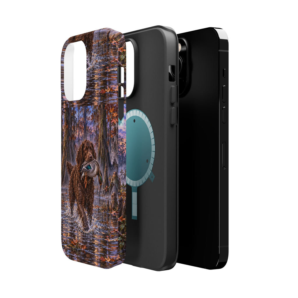 Clear Magnetic Phone Case — Boykin spaniel with Duck swamp