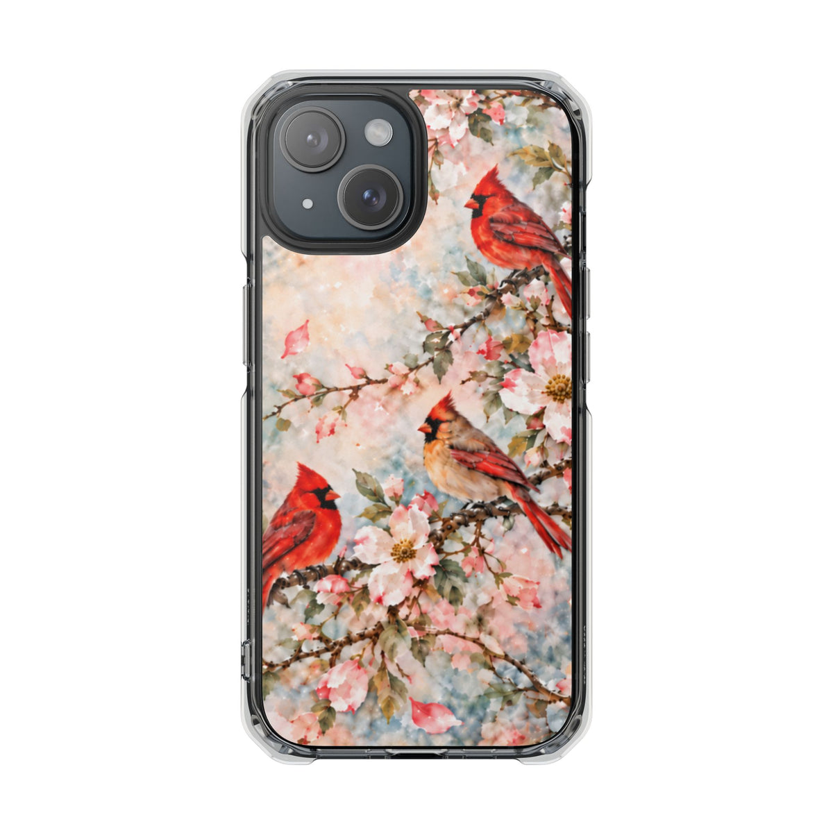 Clear Magnetic Phone Case — Cardinal Flock Scene
