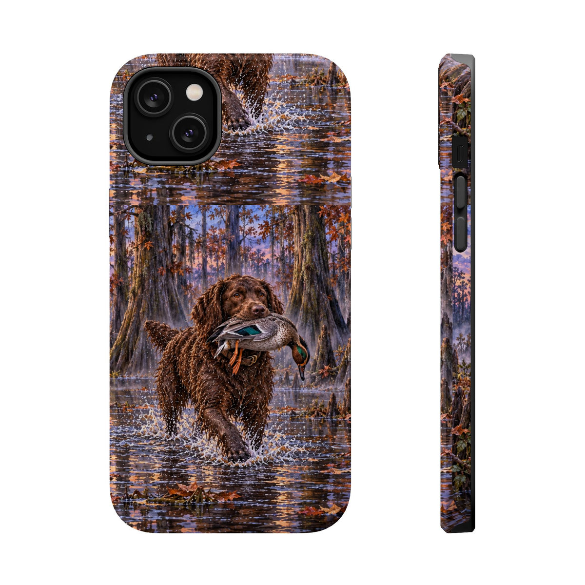 Clear Magnetic Phone Case — Boykin spaniel with Duck swamp