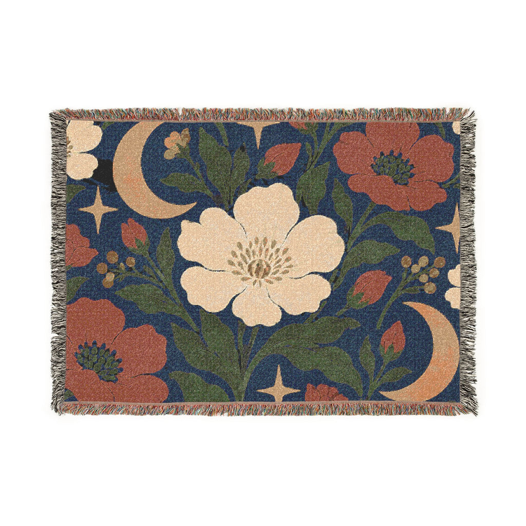 Boho Geometric Woven Blanket — Retro Floral Tile Soft Throw
