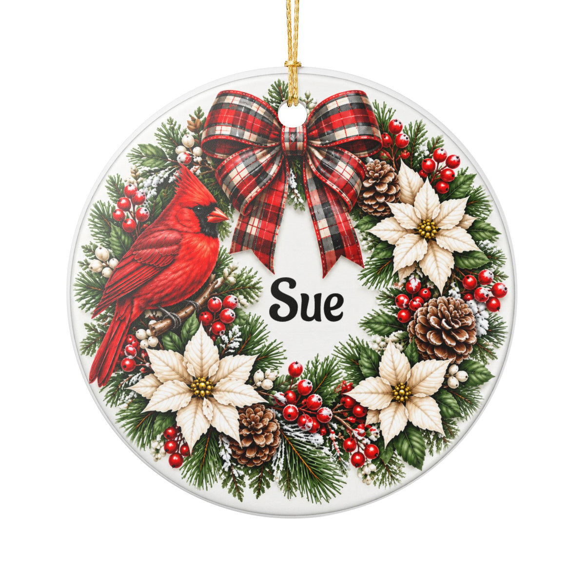 Personalized Christmas Ornament, Custom Name Family Keepsake, Holiday Wreath Ornament, Christmas Gift for Family, Friends or Memorial