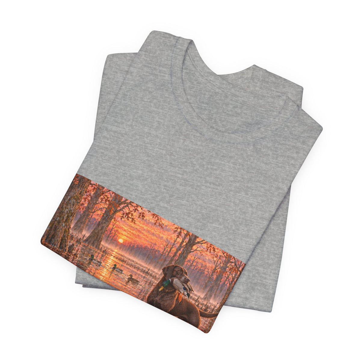 Sunset Bay Retriever T-Shirt — Dog Lover Sunset Woodland Tee