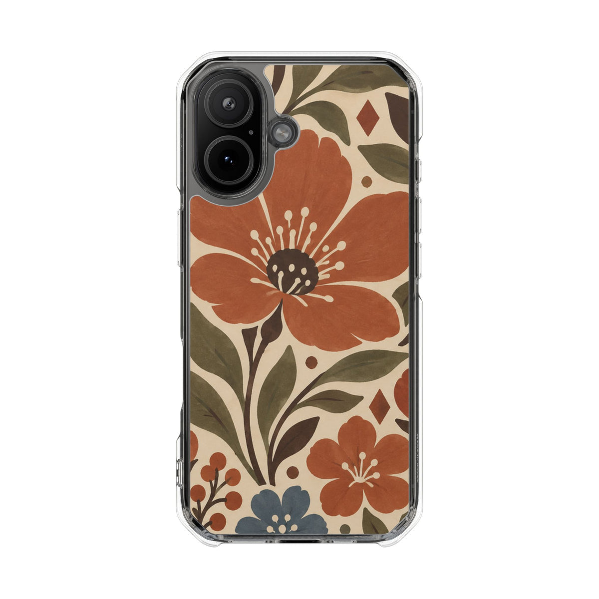 Clear Magnetic Phone Case Floral Pattern Protective Cover