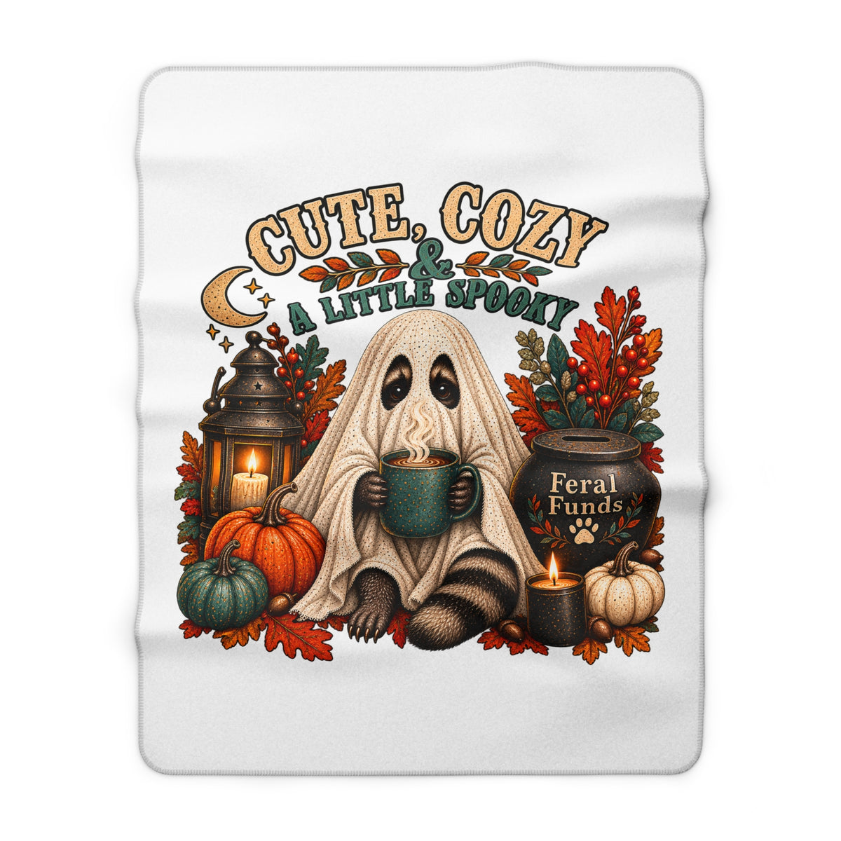 Cute, Cozy & A Little Spooky Sherpa Blanket — Autumn Ghost Pumpkin Throw
