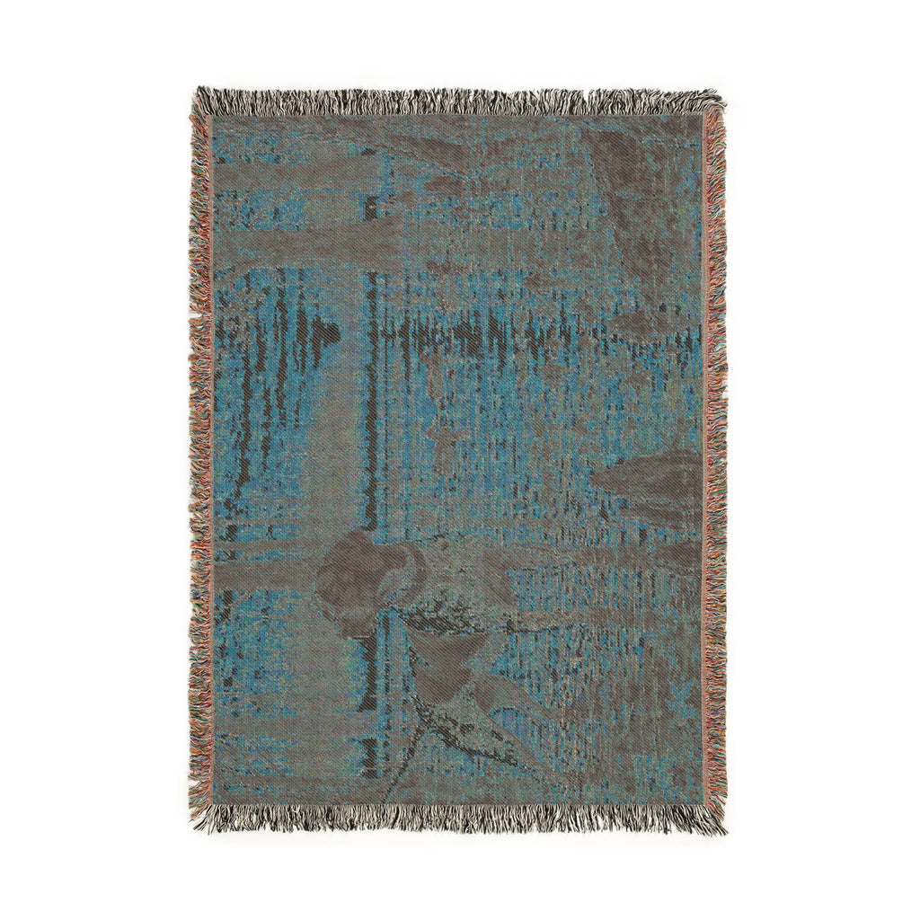 Mohican River Scenic Woven Blanket — Rustic Lake Bird Dog Pointer Landscape Throw