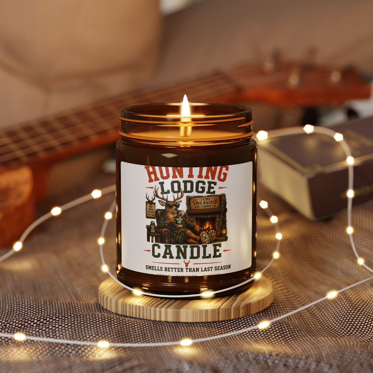 Hunting Lodge Soy Candle — Amber Jar Scented Candle (Multi-Size)