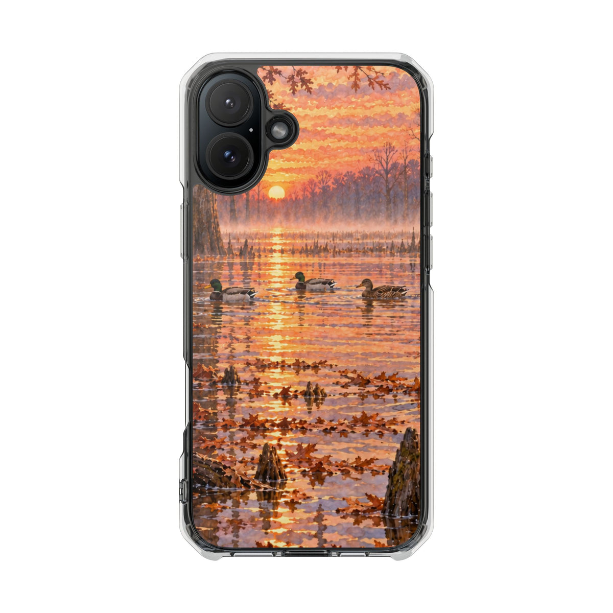 Clear Magnetic Phone Case — Ducks in lake