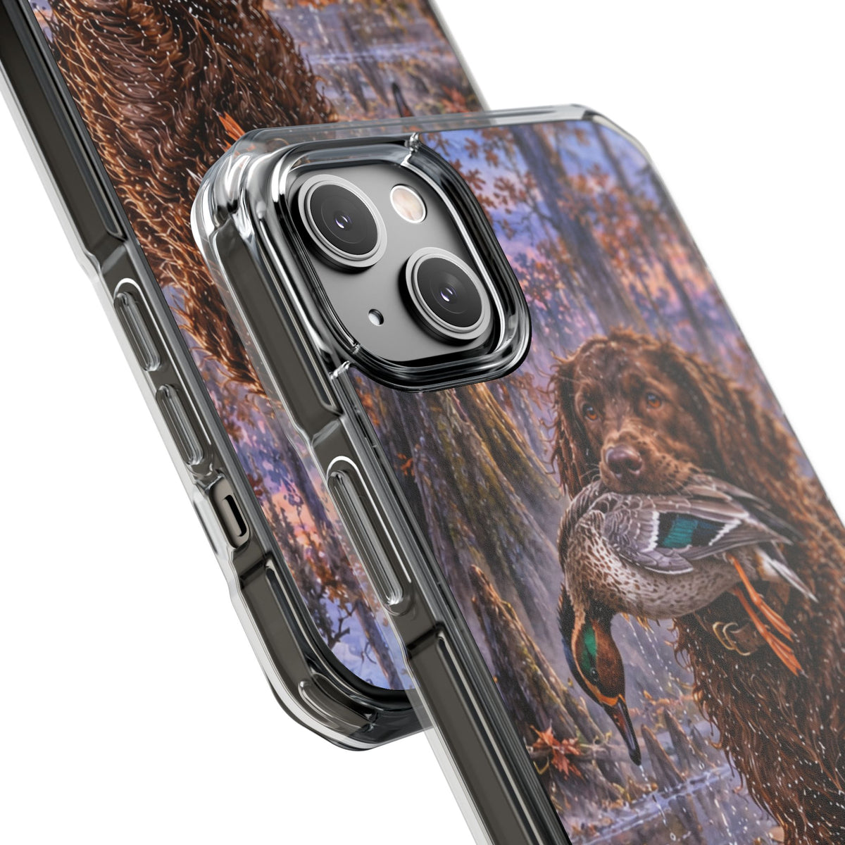 Clear Magnetic Phone Case — Boykin spaniel with Duck swamp