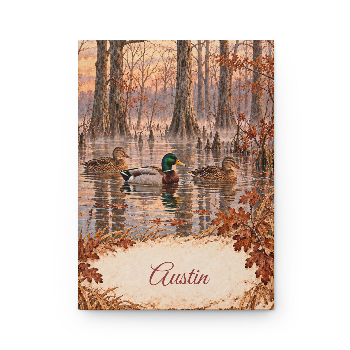 Autumn Duck Pond Hardcover Journal — Personalized Lined Notebook
