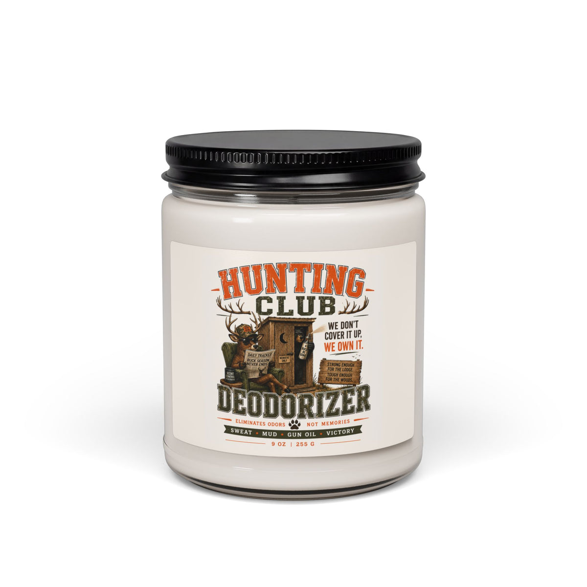 Hunting Club Scented Soy Candle — 'Deodorizer' 9oz (Outdoor & Man Cave Gift)