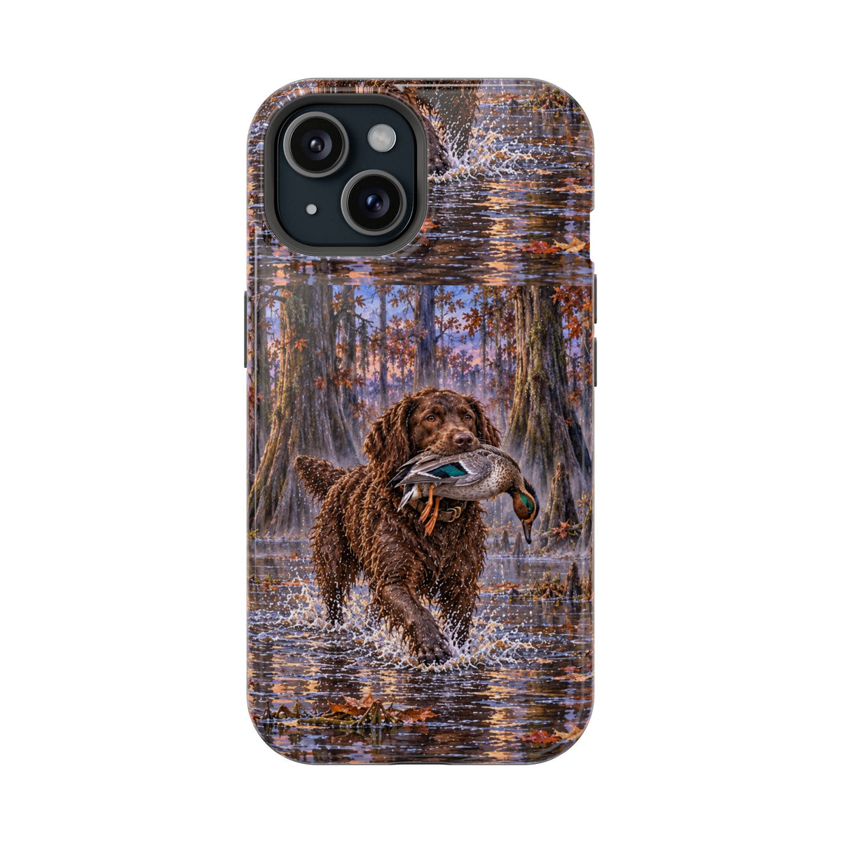 Clear Magnetic Phone Case — Boykin spaniel with Duck swamp
