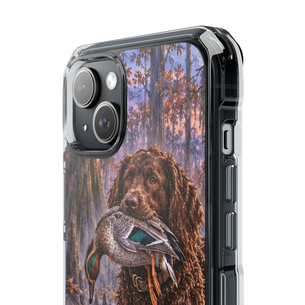 Clear Magnetic Phone Case — Boykin spaniel with Duck swamp