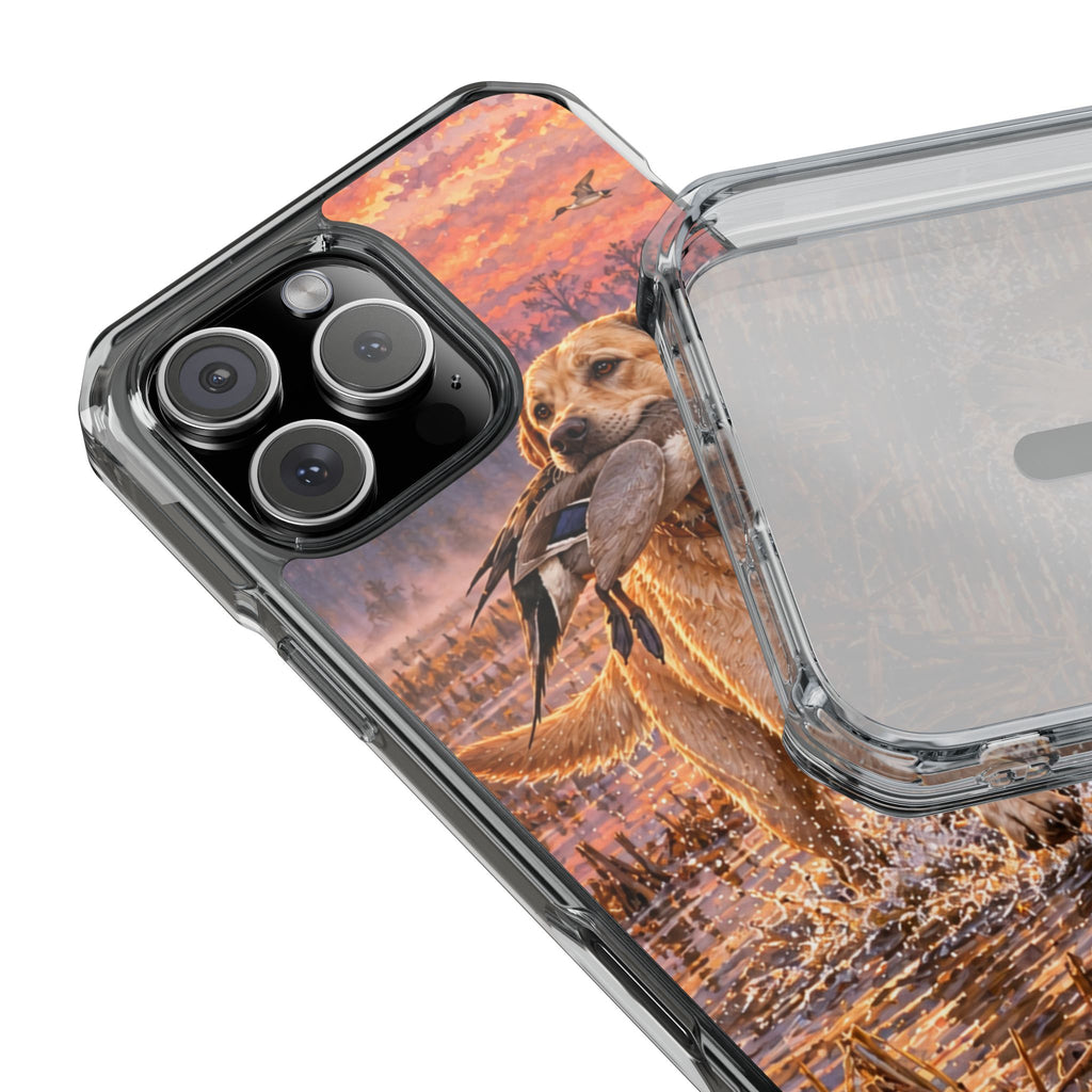Clear Magnetic Phone Case — Lab with Duck swamp