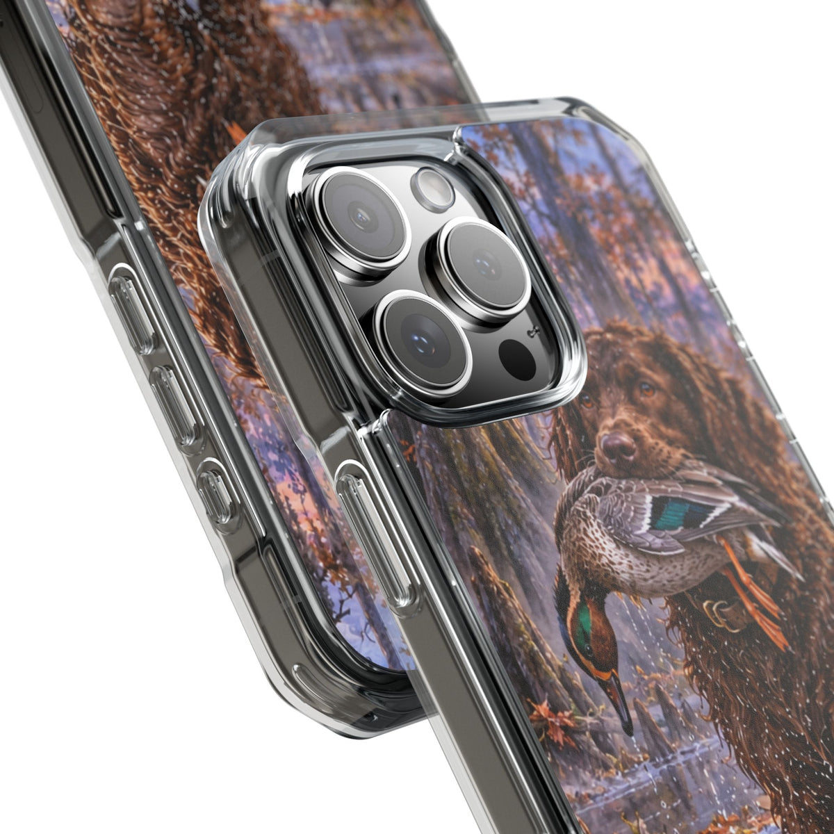 Clear Magnetic Phone Case — Boykin spaniel with Duck swamp