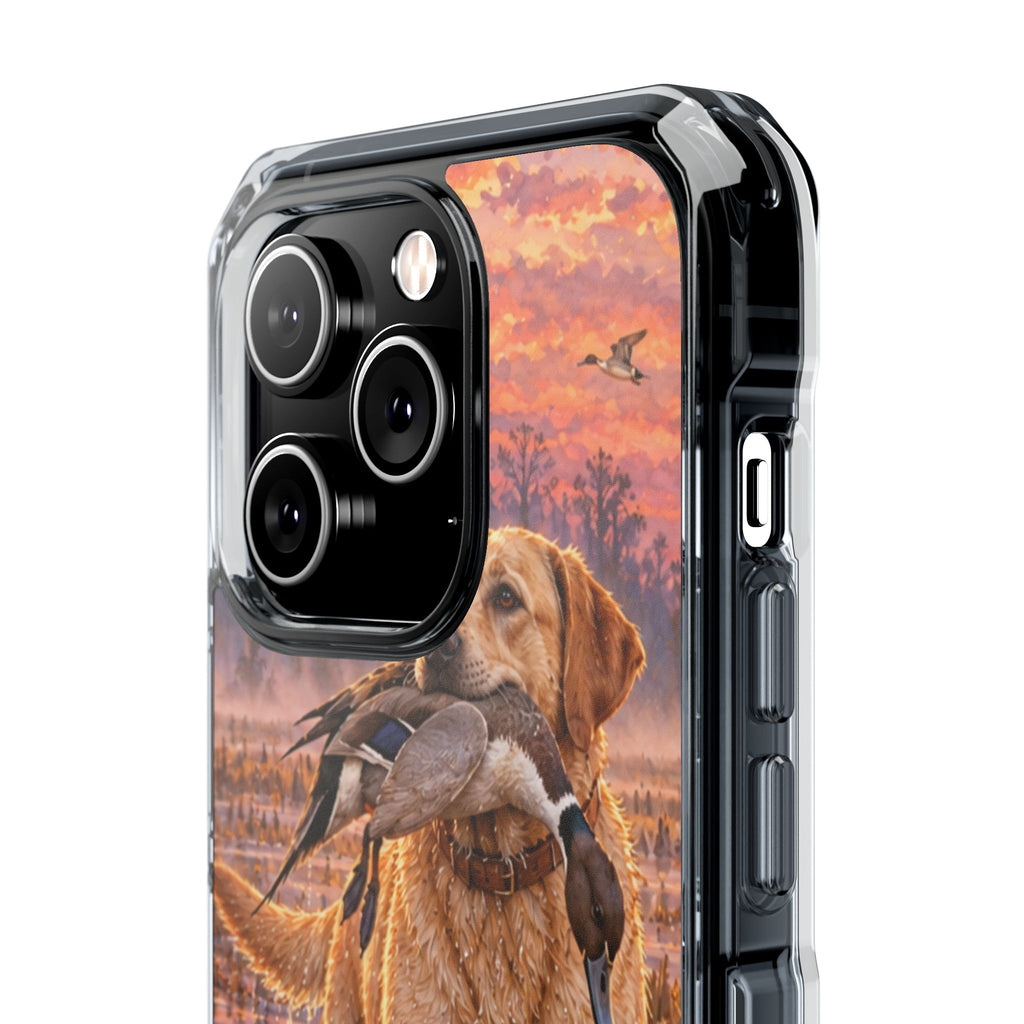 Clear Magnetic Phone Case — Lab with Duck swamp