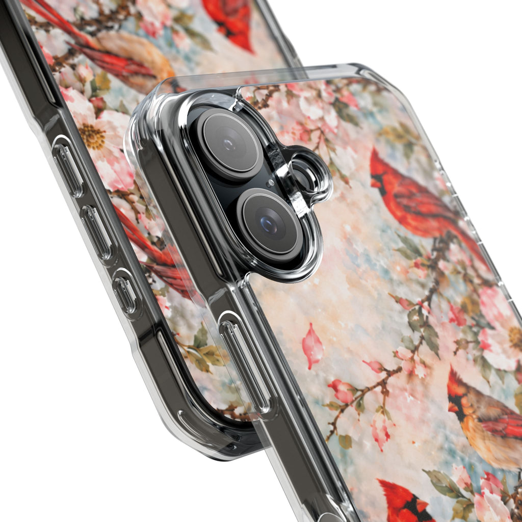 Clear Magnetic Phone Case — Cardinal Flock Scene