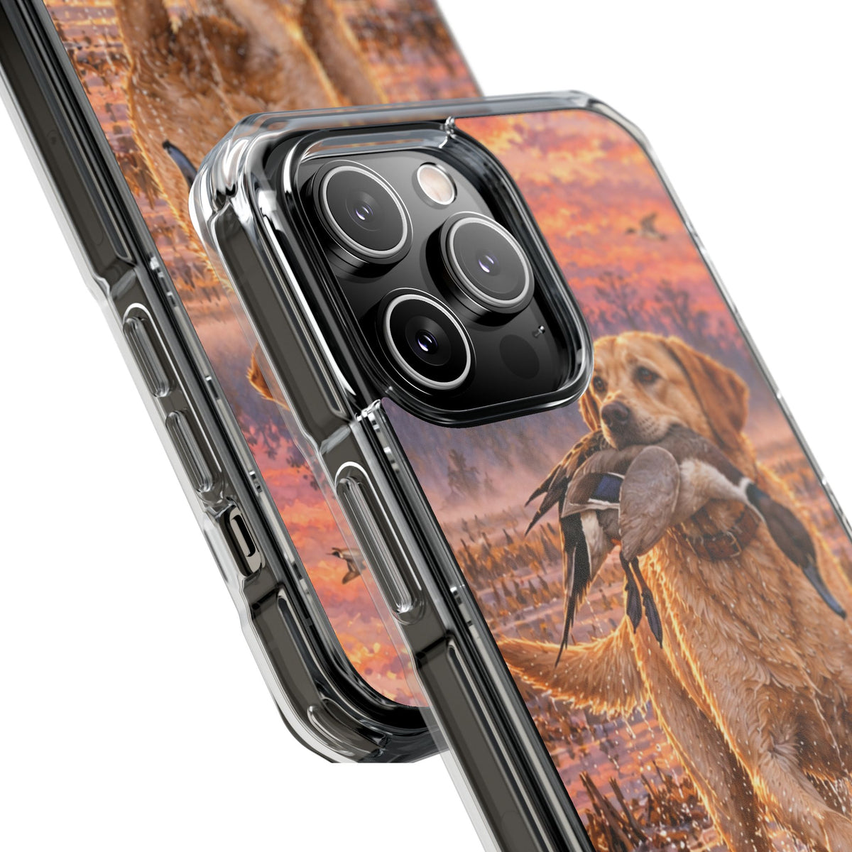Clear Magnetic Phone Case — Lab with Duck swamp