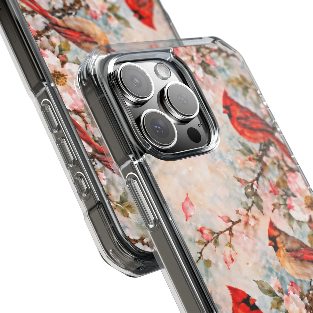 Clear Magnetic Phone Case — Cardinal Flock Scene