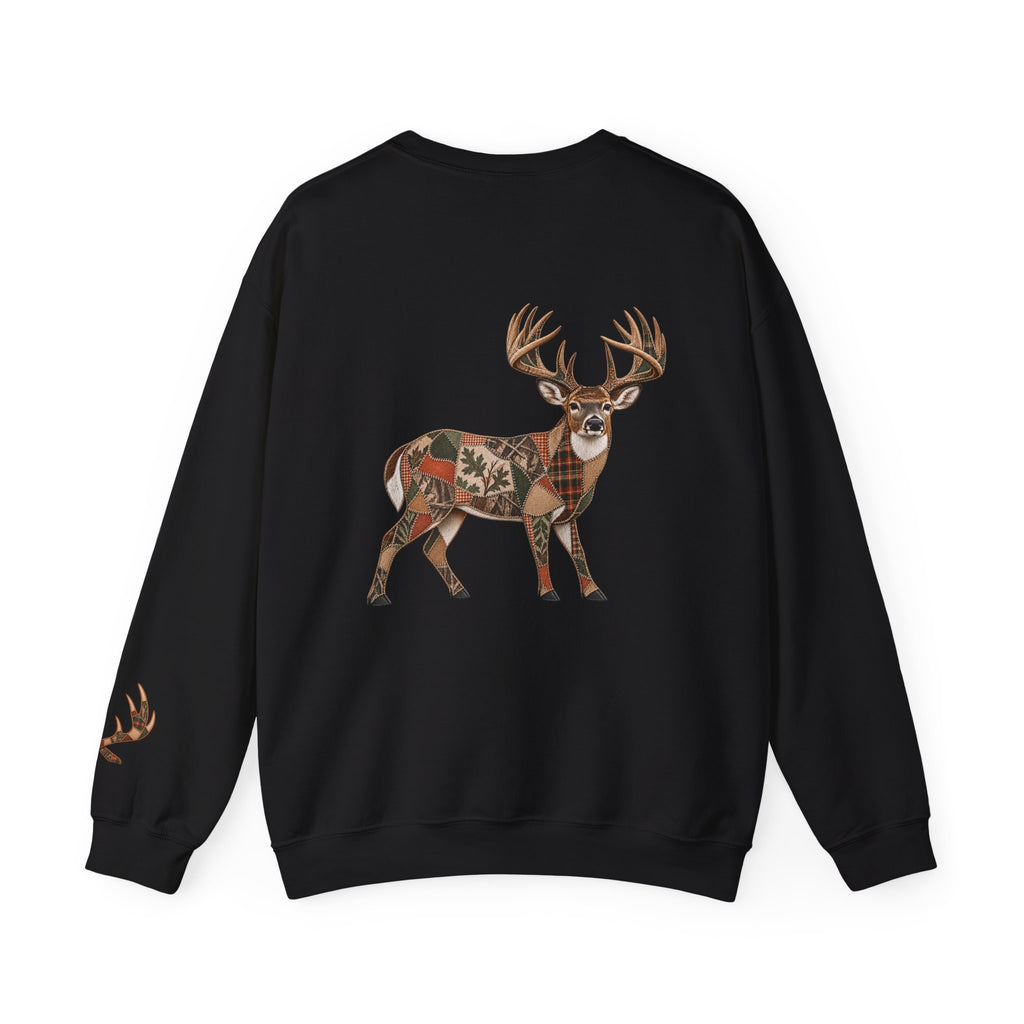 Faux Patchwork Whitetail Deer Shirt, Buck Hunting Tee, Rustic Deer Hunter Gift