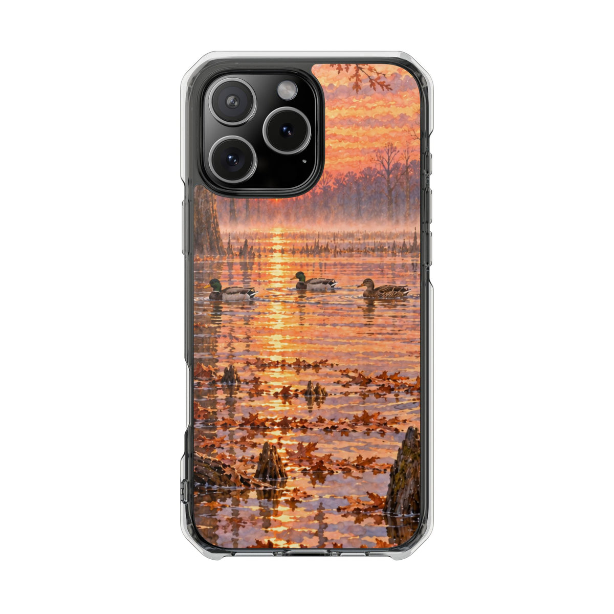 Clear Magnetic Phone Case — Ducks in lake