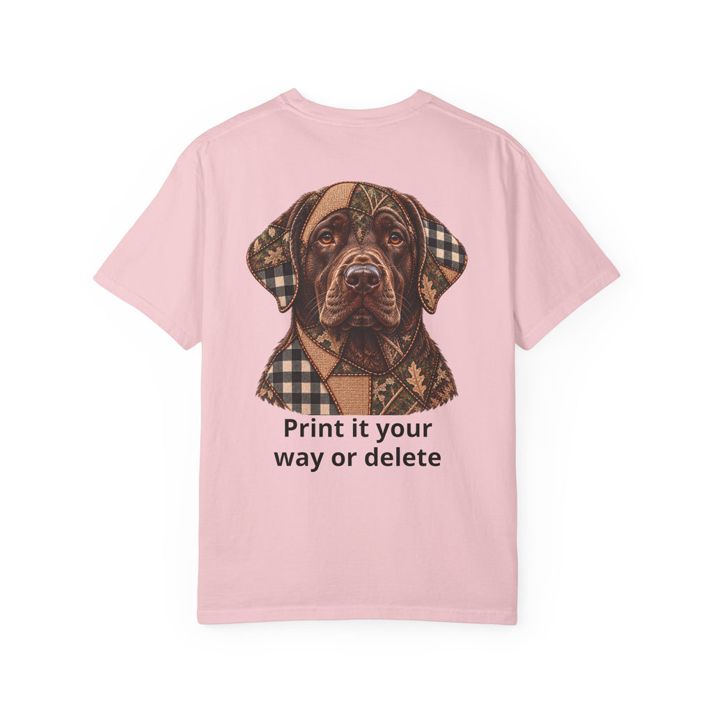 Faux Patchwork Chocolate Lab Shirt, Labrador Hunting T-Shirt, Arkansas Hunter Gift