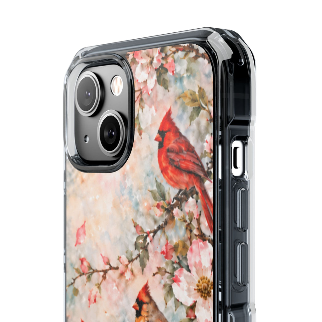 Clear Magnetic Phone Case — Cardinal Flock Scene