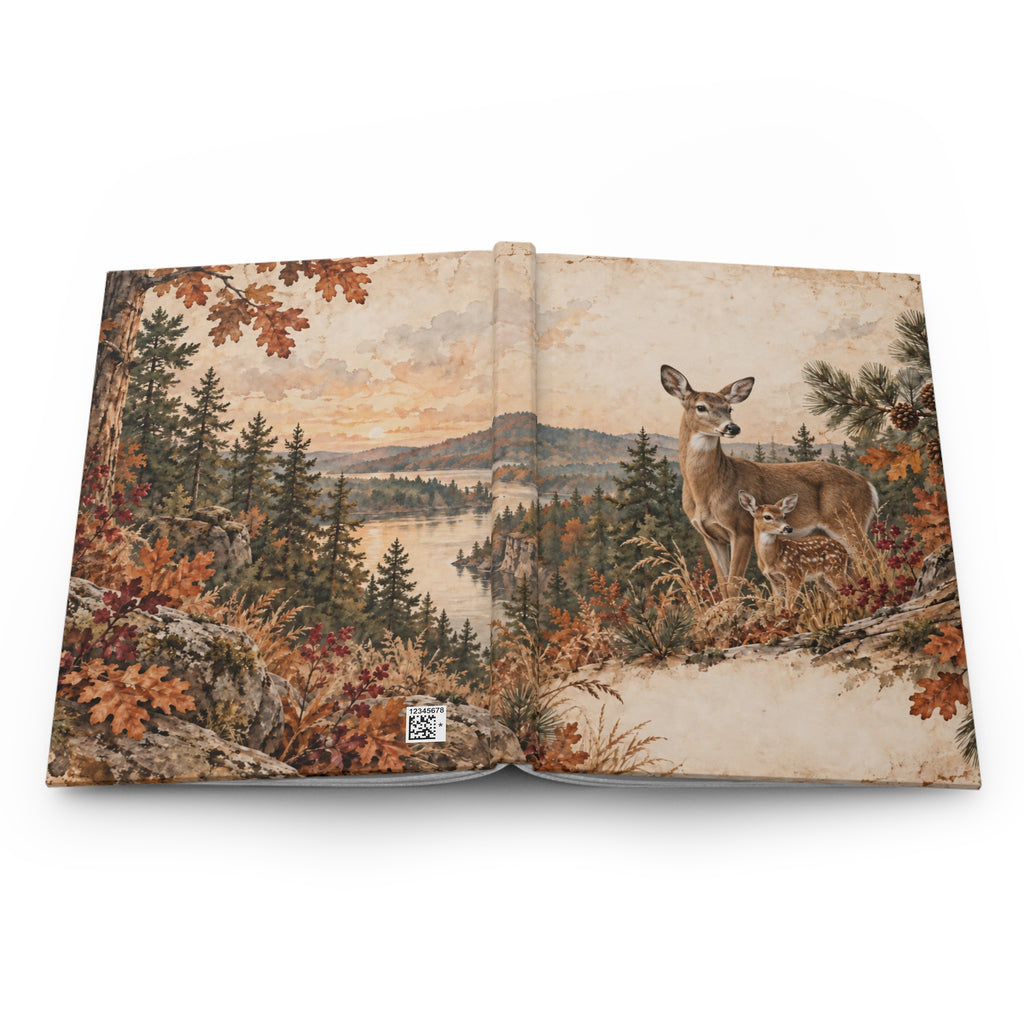 Deer & Fawn Hardcover Journal — Rustic Forest Lined Notebook