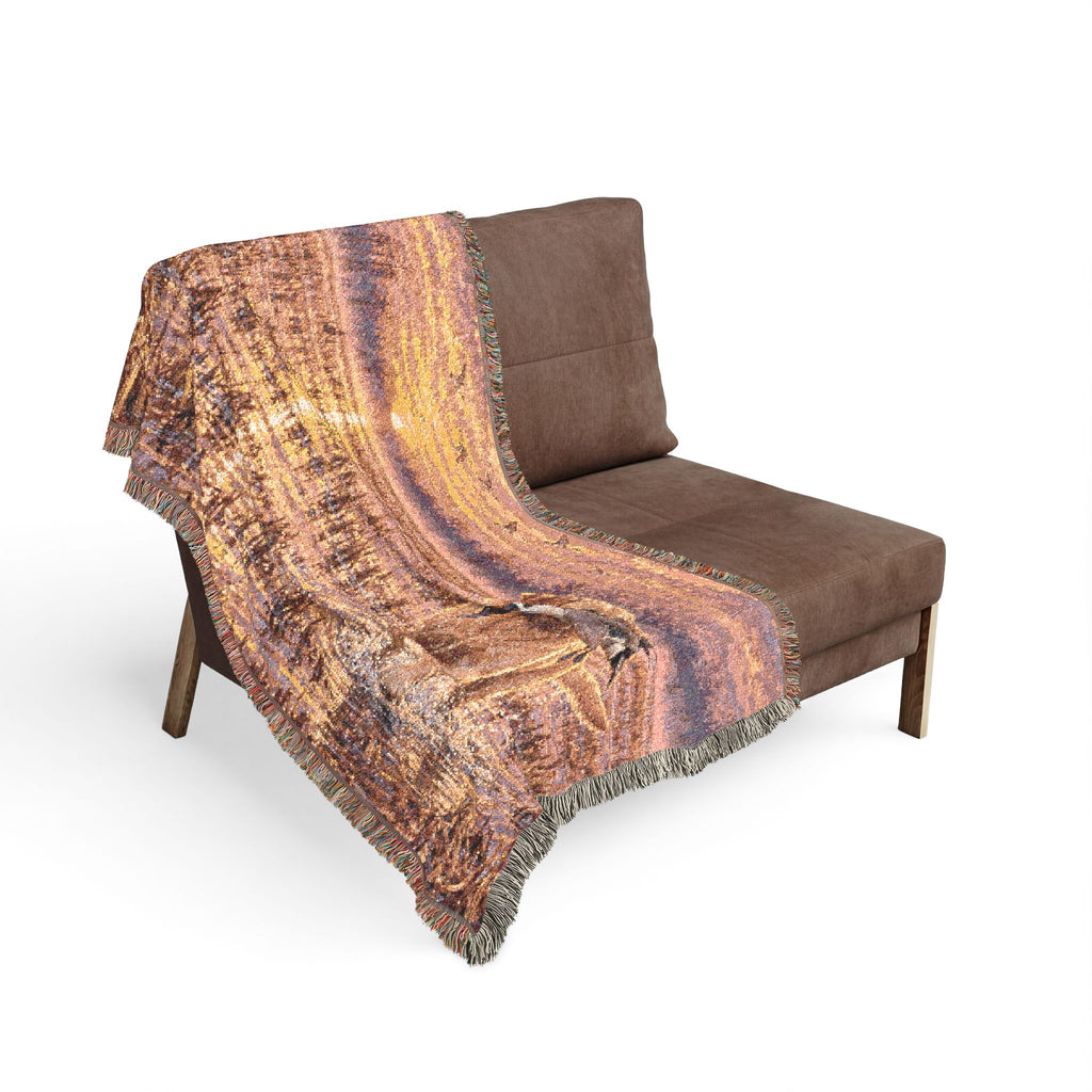 Duck Marsh Woven Blanket — Scenic Woodland Duck Hunting Throw with Lab
