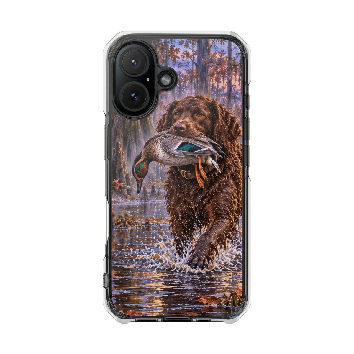 Clear Magnetic Phone Case — Boykin spaniel with Duck swamp