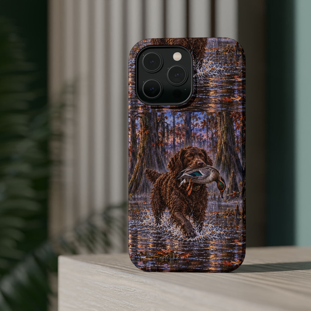 Clear Magnetic Phone Case — Boykin spaniel with Duck swamp