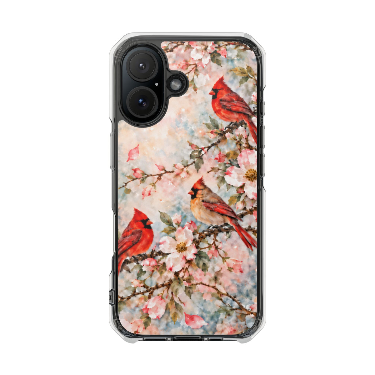 Clear Magnetic Phone Case — Cardinal Flock Scene
