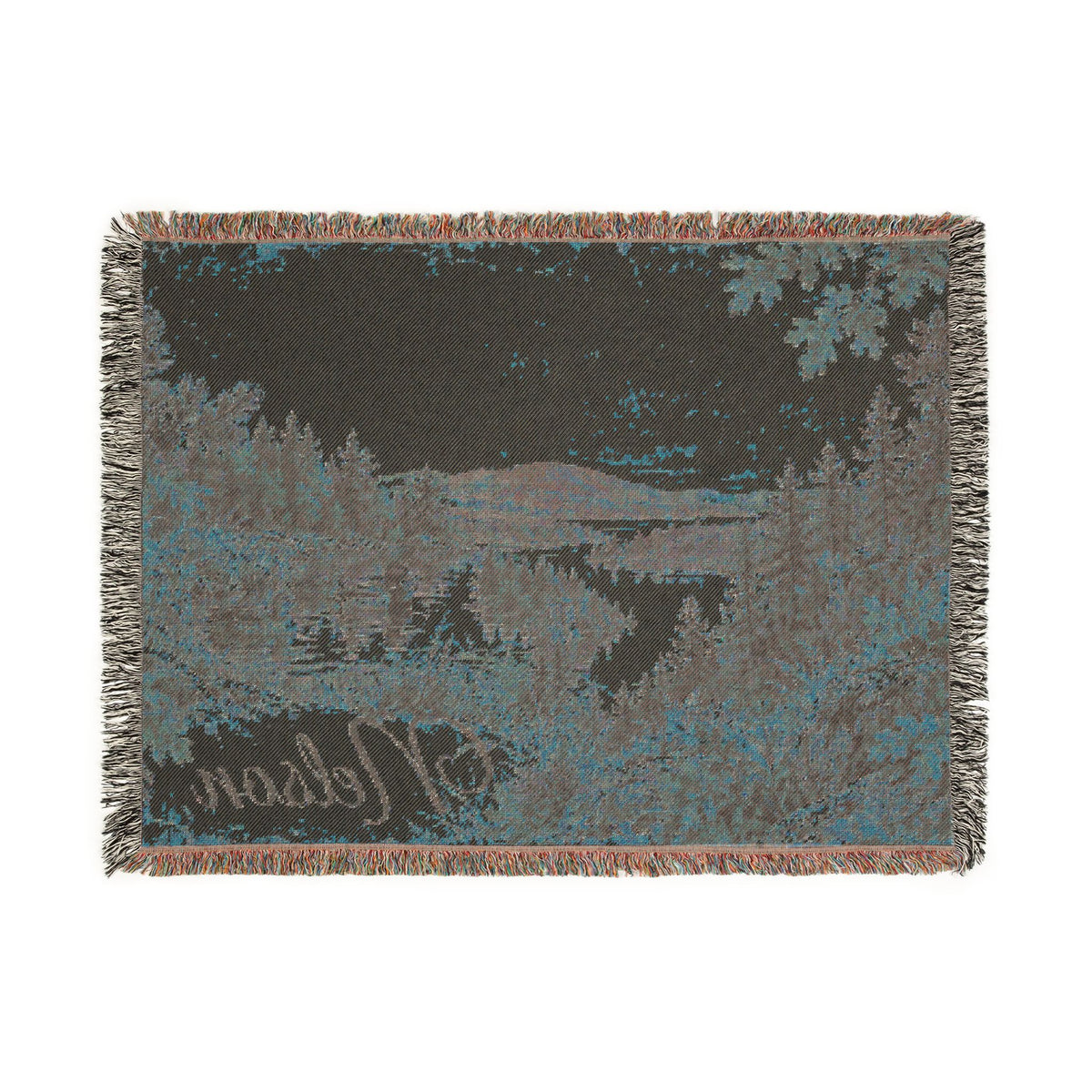 Mohican River Scenic Woven Blanket — Rustic Lake Landscape Throw