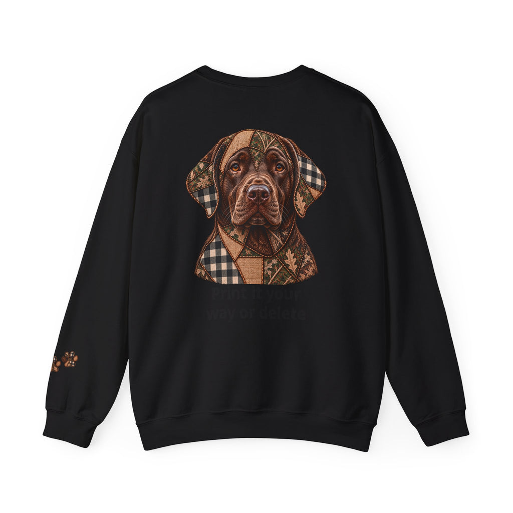 Faux Patchwork Chocolate Lab Shirt, Labrador Hunting Long Sleeve, Arkansas Hunter Gift