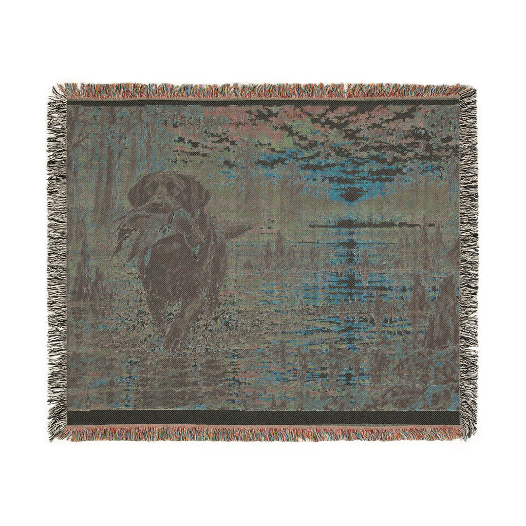 Duck Marsh Woven Blanket — Black Lab Scenic Woodland Duck Hunting Throw