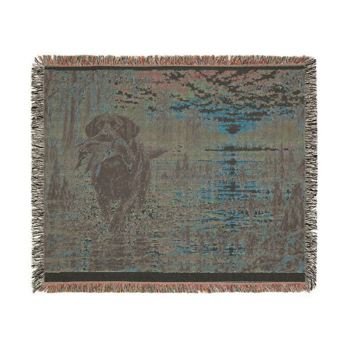 Duck Marsh Woven Blanket — Black Lab Scenic Woodland Duck Hunting Throw