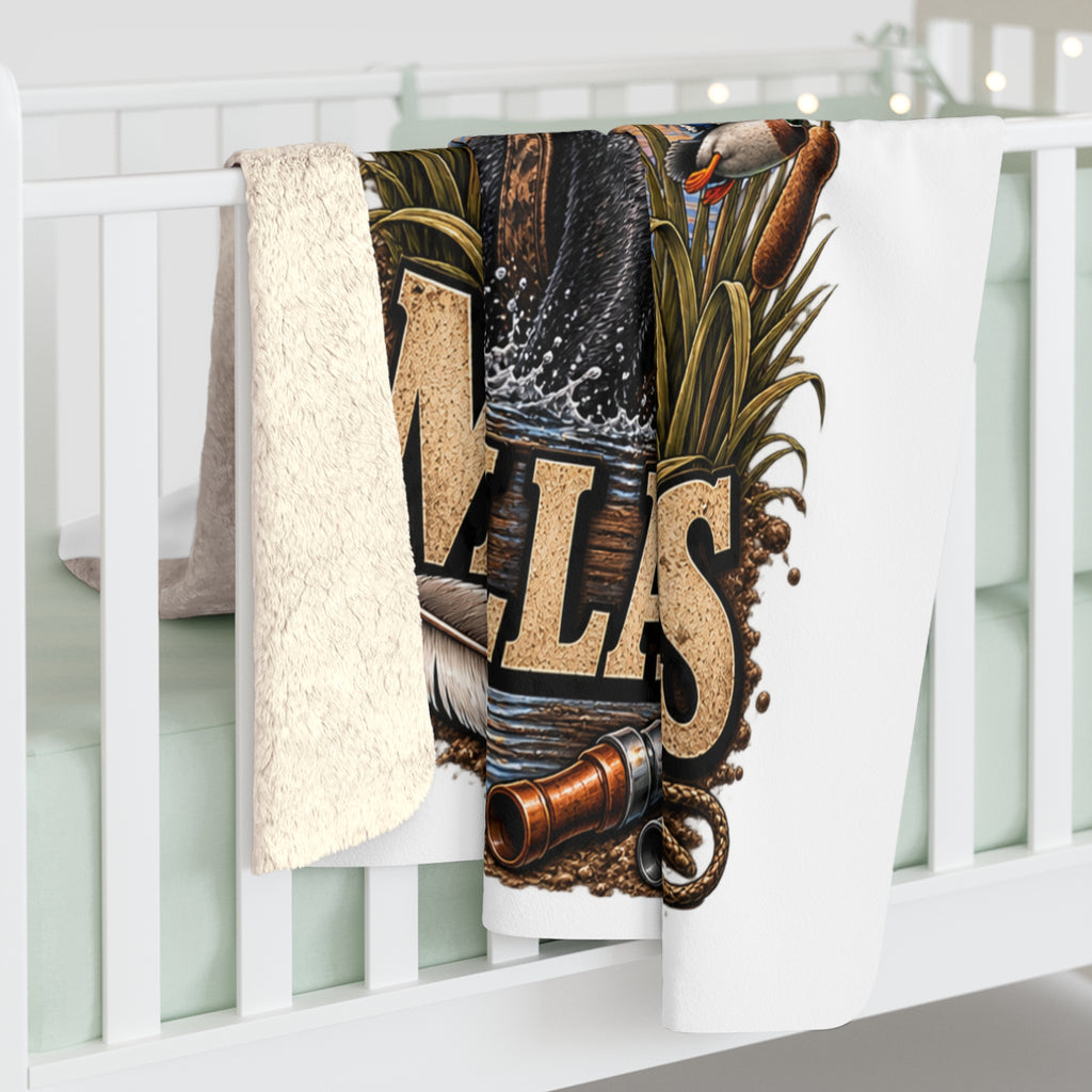 Sherpa Blanket — Mud Marsh Mallards Hunting Dog Design