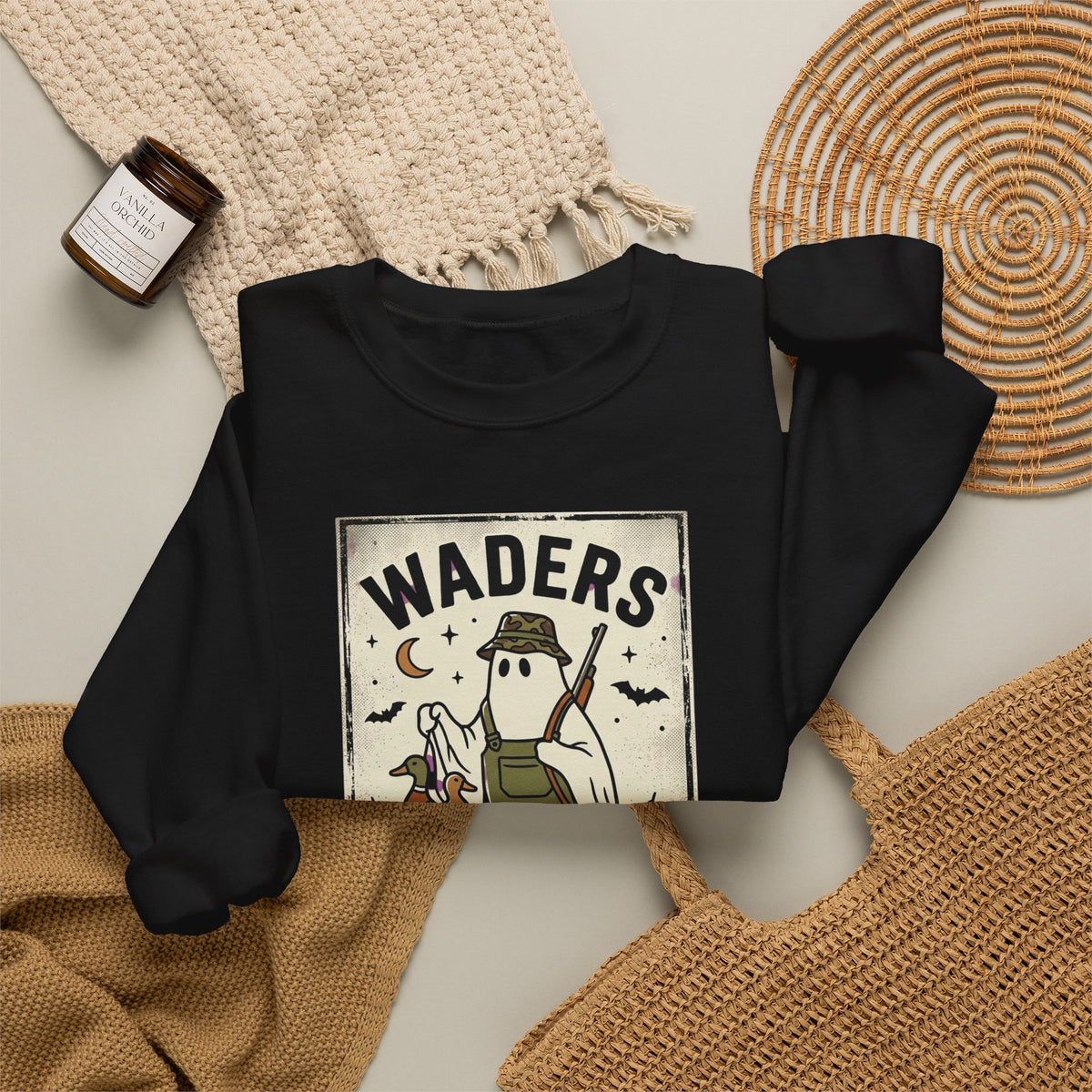 Waders Midnight Duck Hunt Sweatshirt | Spooky Hunting, Retro Outdoors