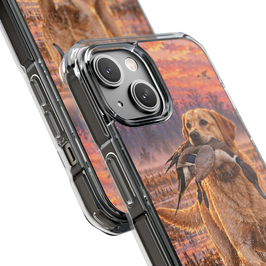 Clear Magnetic Phone Case — Lab with Duck swamp