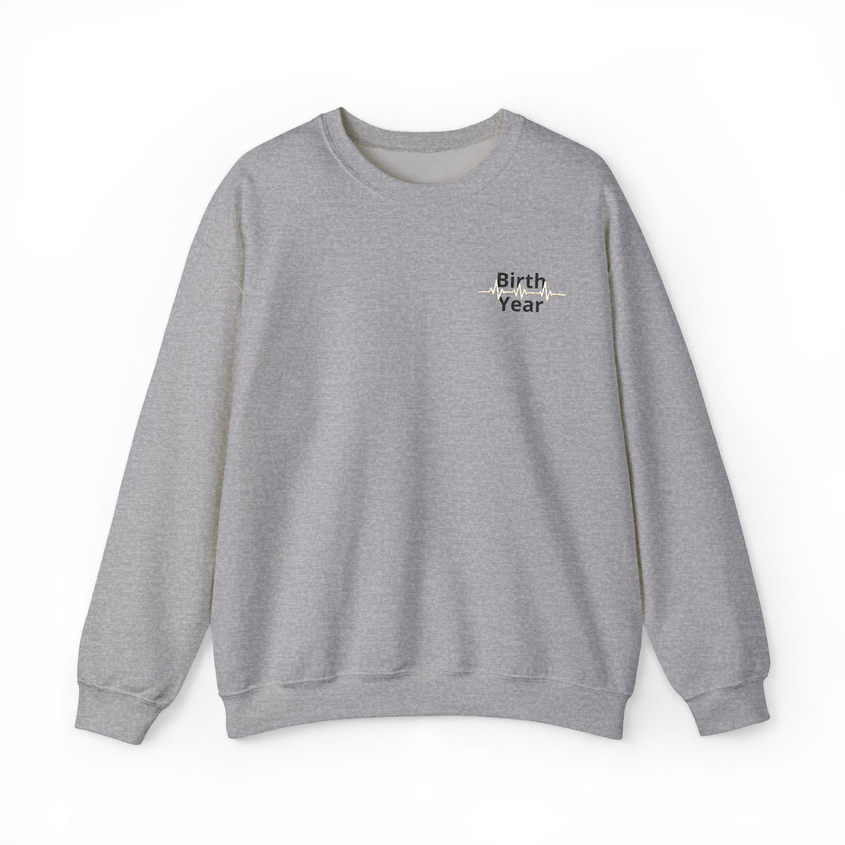 Birth Year Crewneck Sweatshirt — Personalized Vintage Heartbeat Design