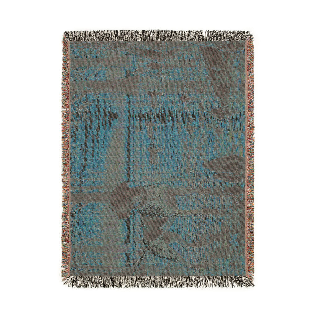 Mohican River Scenic Woven Blanket — Rustic Lake Bird Dog Pointer Landscape Throw