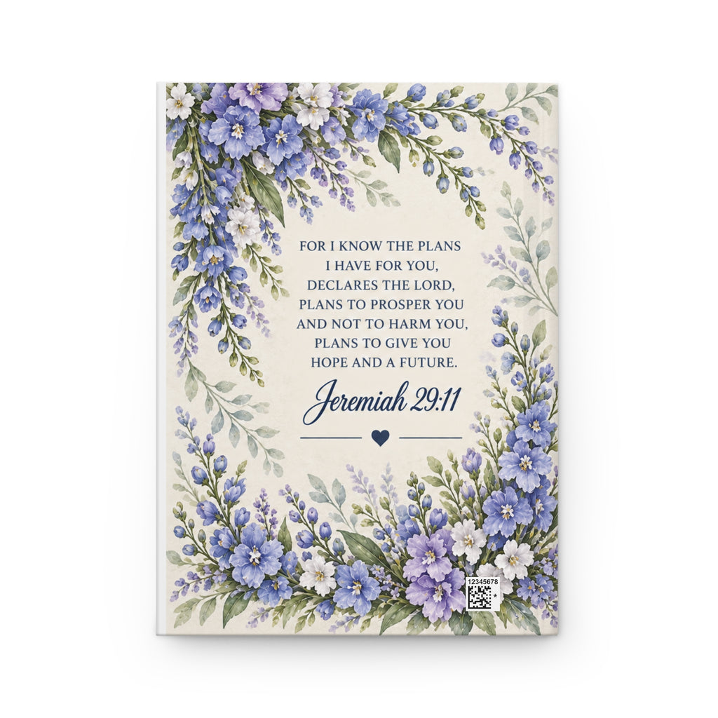 Personalized July Birth Flower Prayer Journal, Larkspur Christian Journal, Jeremiah 29:11 Notebook, Birthday Gift for Her, Faith Journal