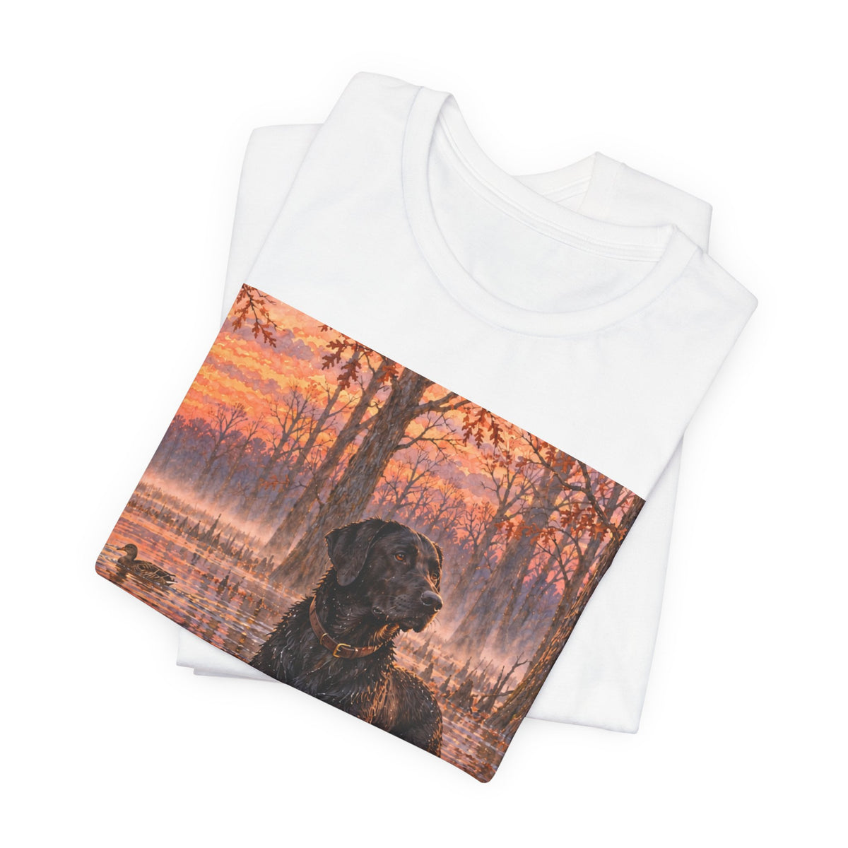 Sunset Bay Labrador Tee — Black Lab Dog Sunset Shirt