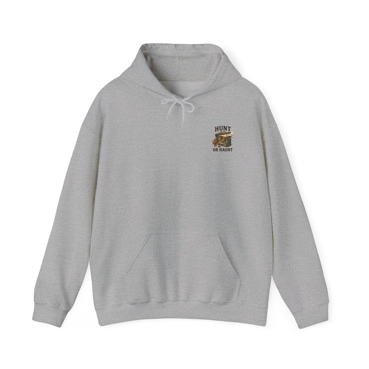 Hunt or Haunt Hoodie | Spooky Hunting Skull, Cabin Night Outdoor Graphic