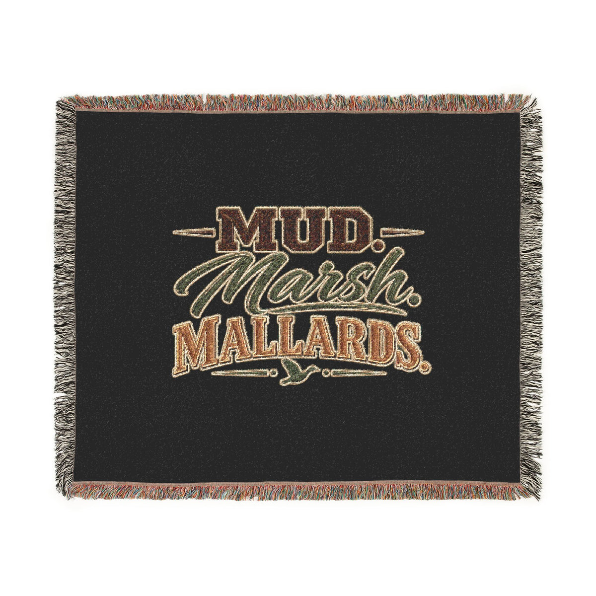Mud Marsh Mallards Woven Blanket — Rustic Duck Hunting Throw