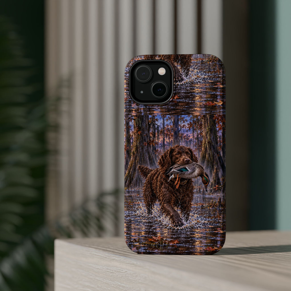 Clear Magnetic Phone Case — Boykin spaniel with Duck swamp