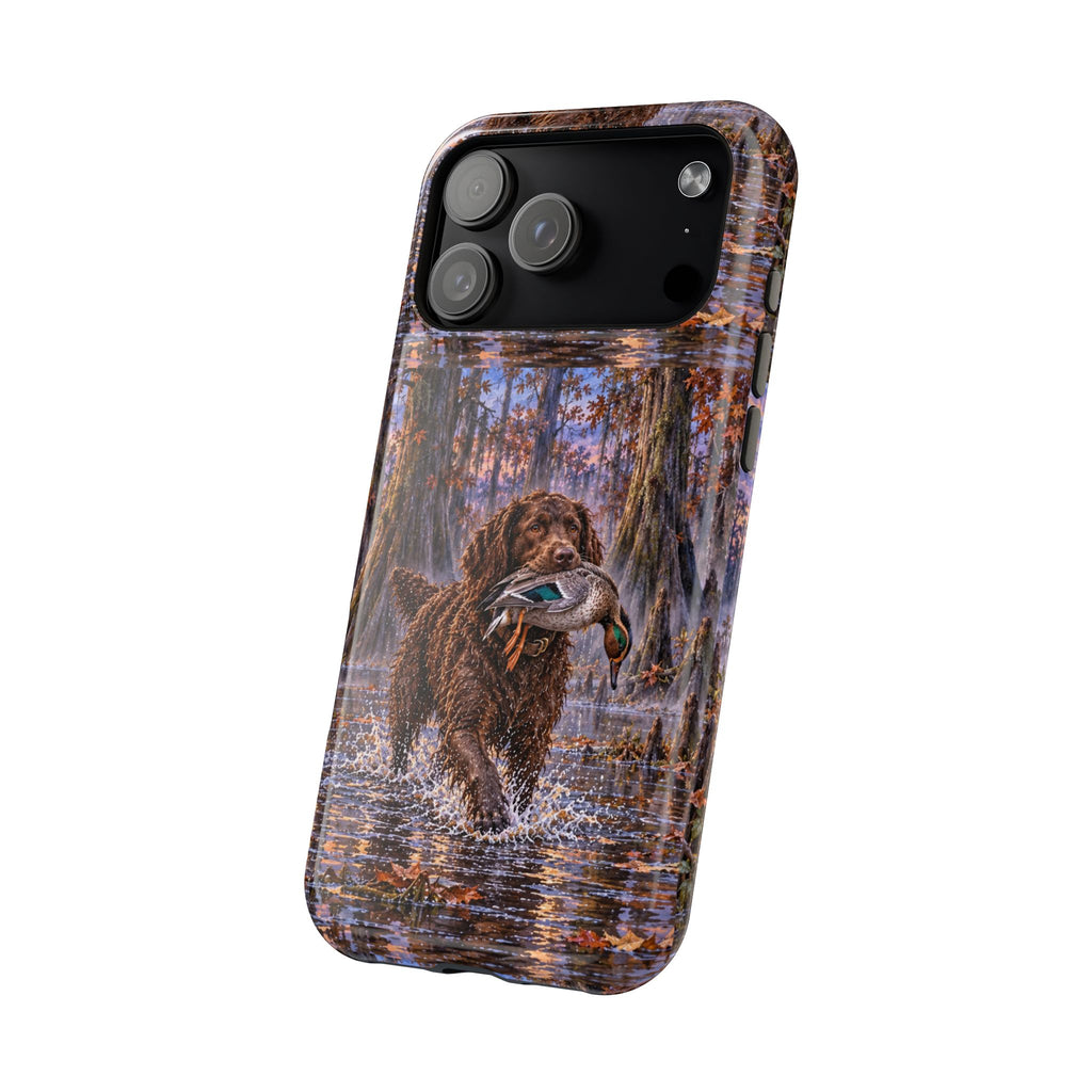 Clear Magnetic Phone Case — Boykin spaniel with Duck swamp
