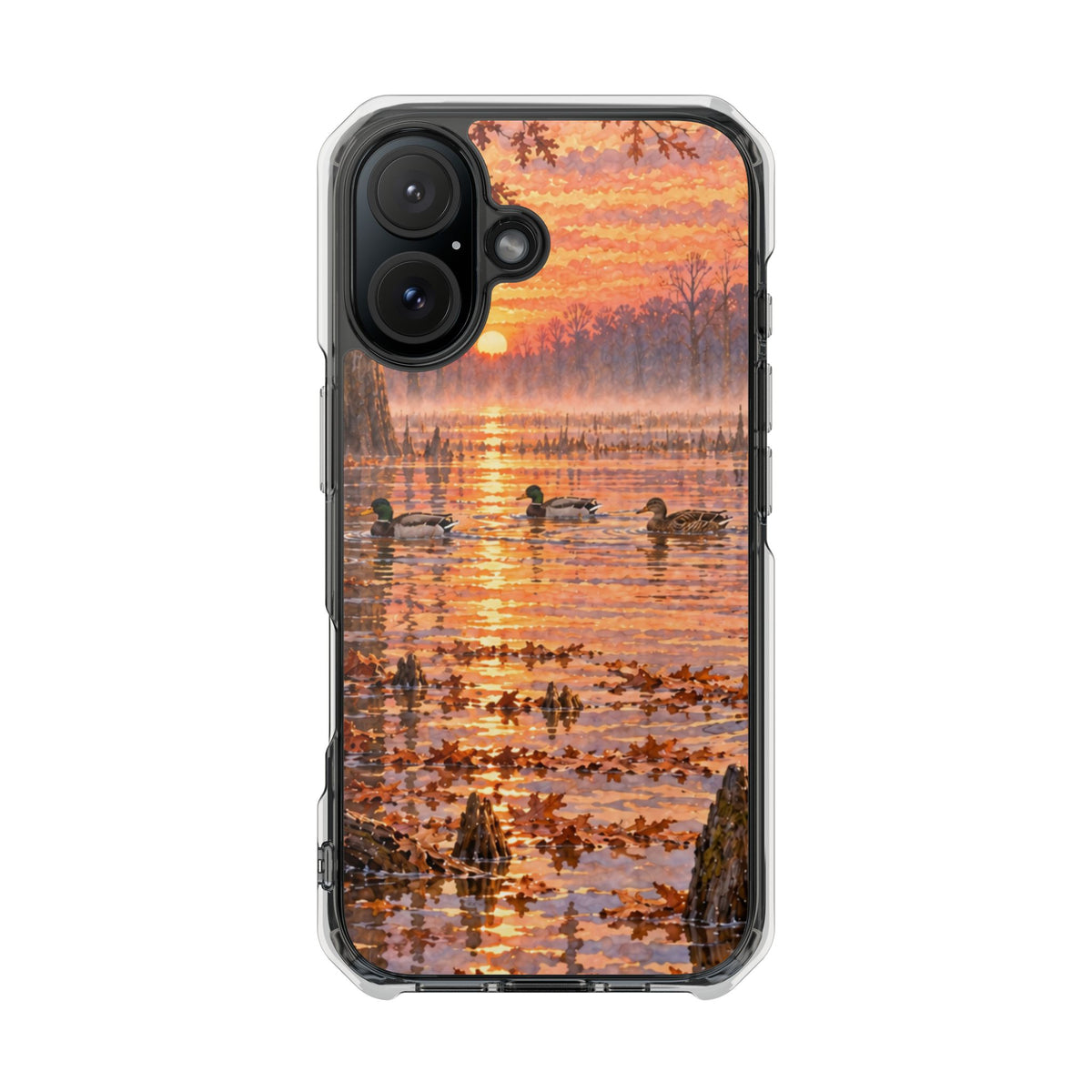 Clear Magnetic Phone Case — Ducks in lake