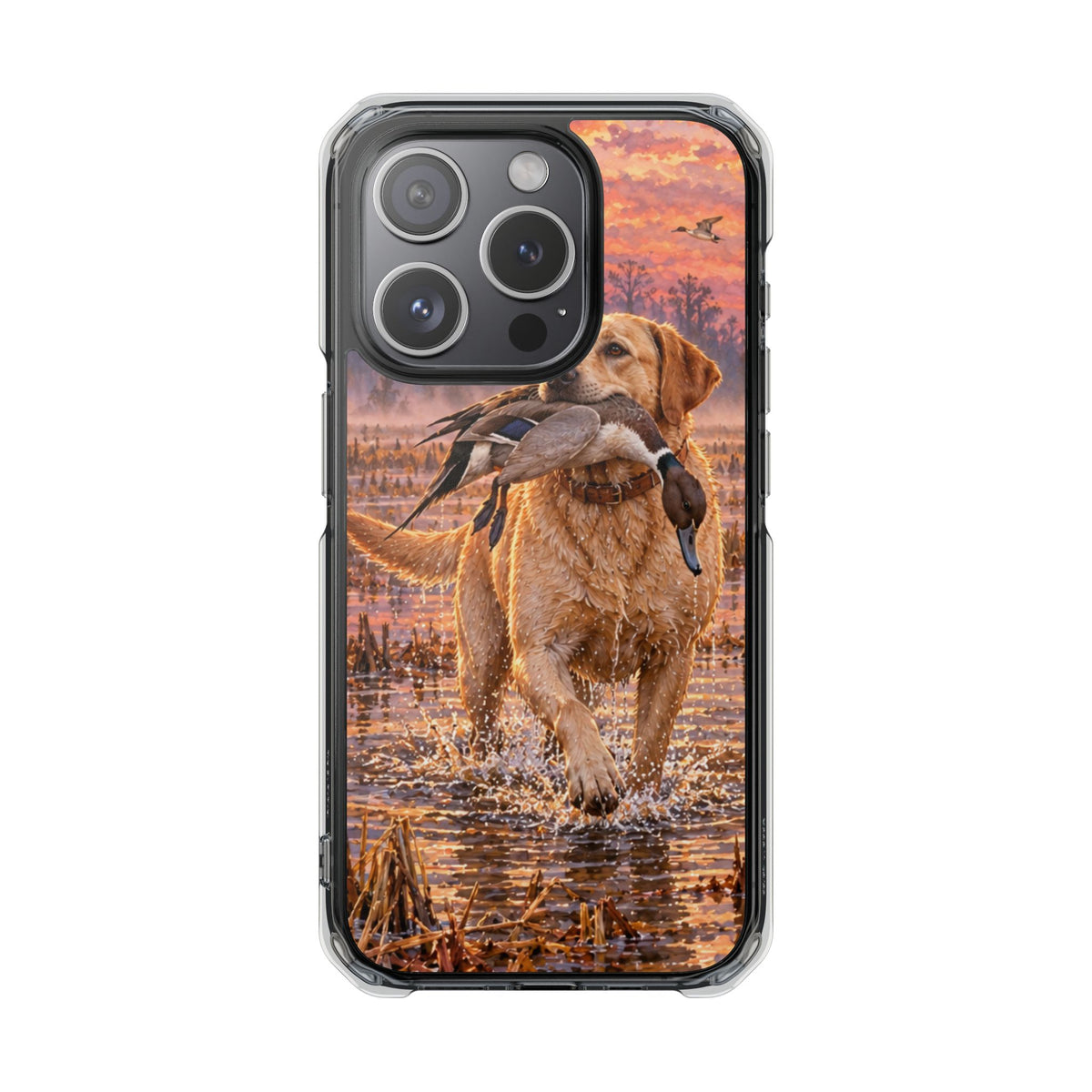 Clear Magnetic Phone Case — Lab with Duck swamp