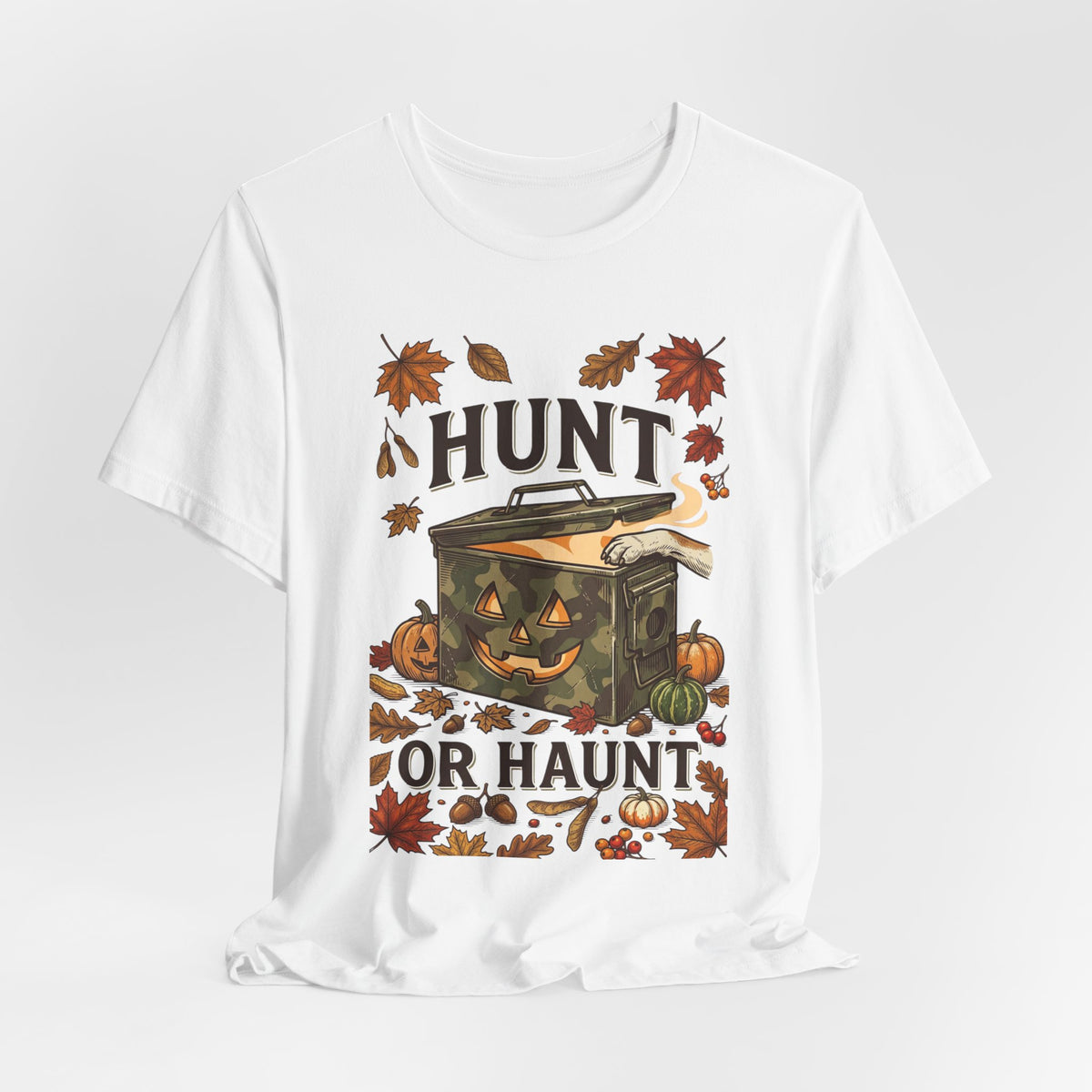 Hunt or Haunt Tee | Spooky Hunting Halloween Pumpkin, Fall Leaves