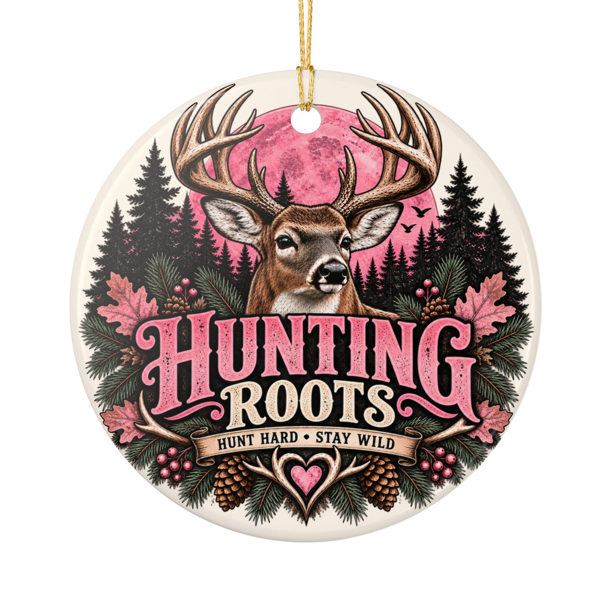 Personalized Pink Whitetail Hunter Ornament, Custom Name 2026 Christmas Keepsake, Gift for Her